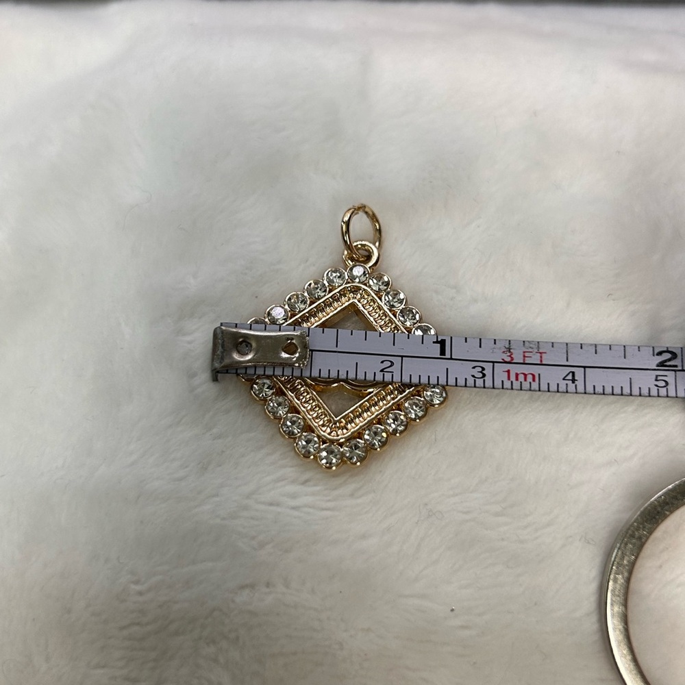 Authentic Chanel Rhinestone CC Zipper Pull Pendant Gold - Picture 5 of 7